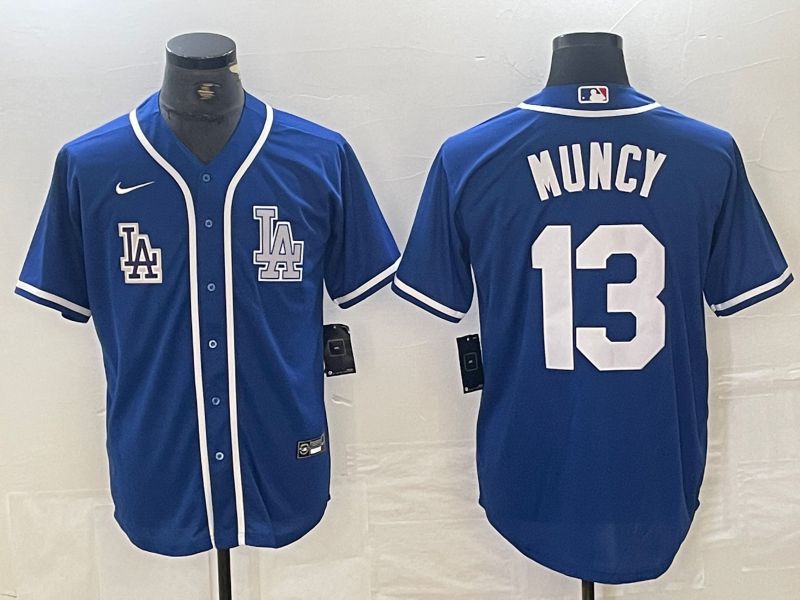 Men Los Angeles Dodgers 13 Muncy Blue Second generation joint name Nike 2024 MLB Jersey style 2